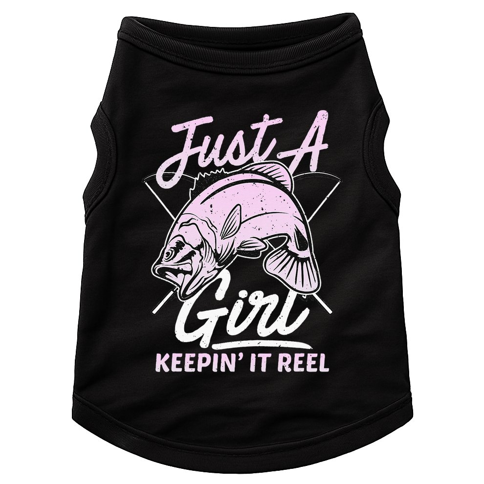 cute fishing funny keeping it reel purple pink Doggie Tank