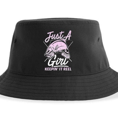 cute fishing funny keeping it reel purple pink Sustainable Bucket Hat