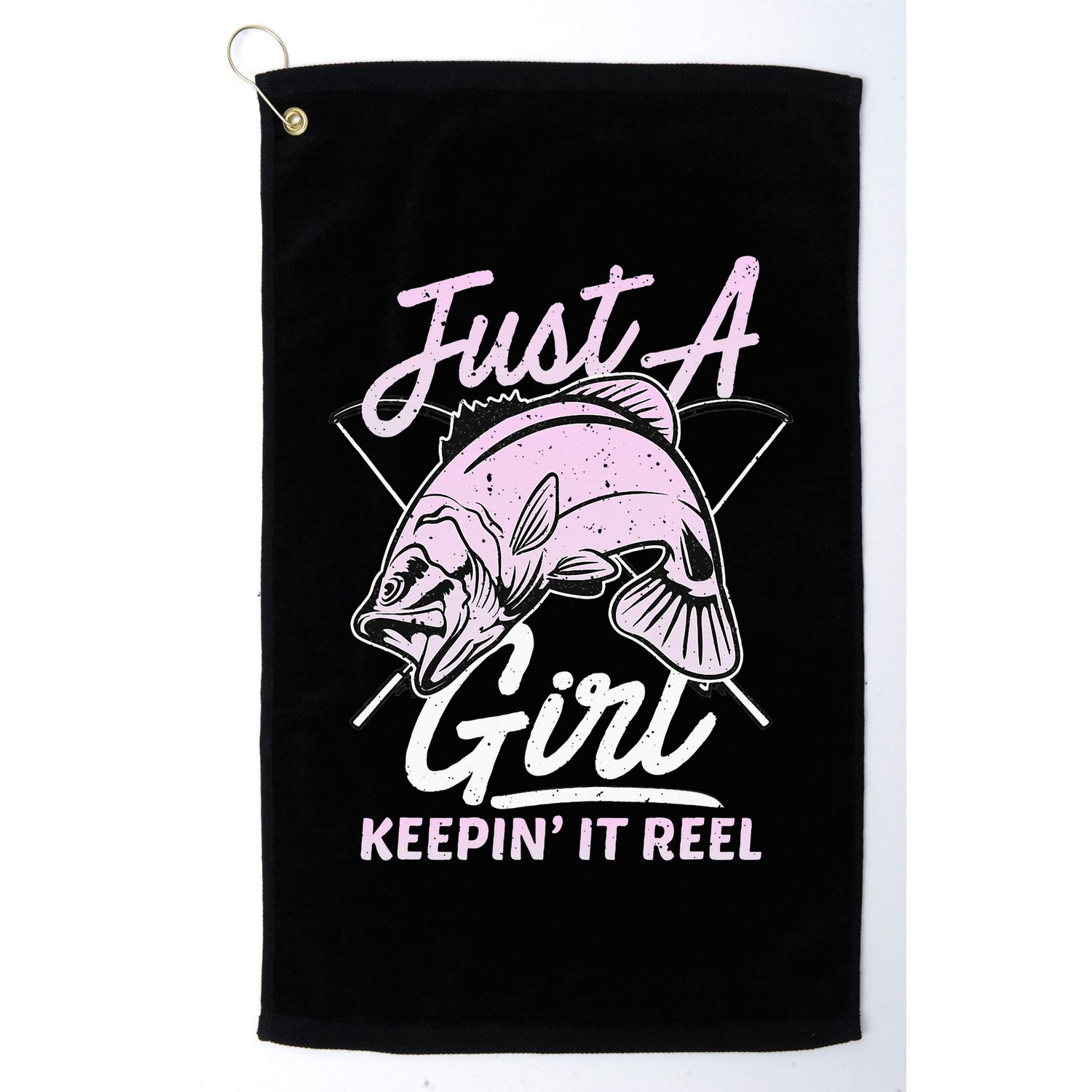 cute fishing funny keeping it reel purple pink Golf Towel