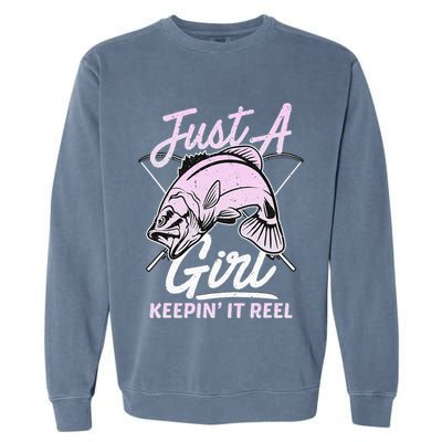 cute fishing funny keeping it reel purple pink Garment-Dyed Sweatshirt
