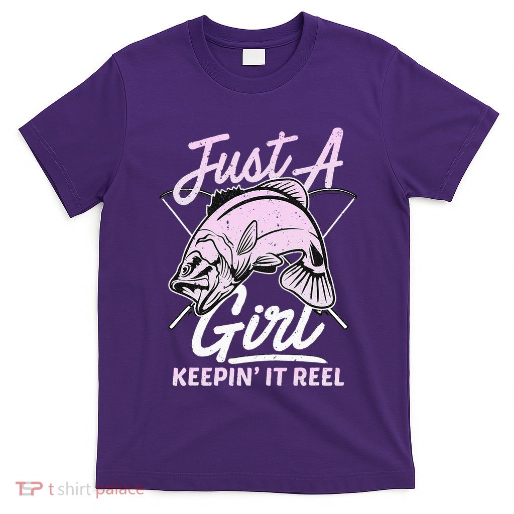 cute fishing funny keeping it reel purple pink T-Shirt