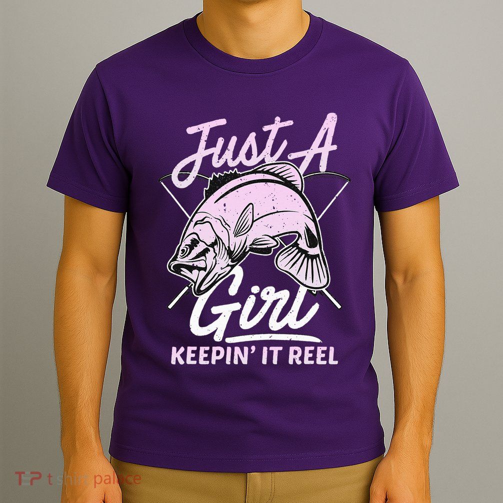 cute fishing funny keeping it reel purple pink T-Shirt