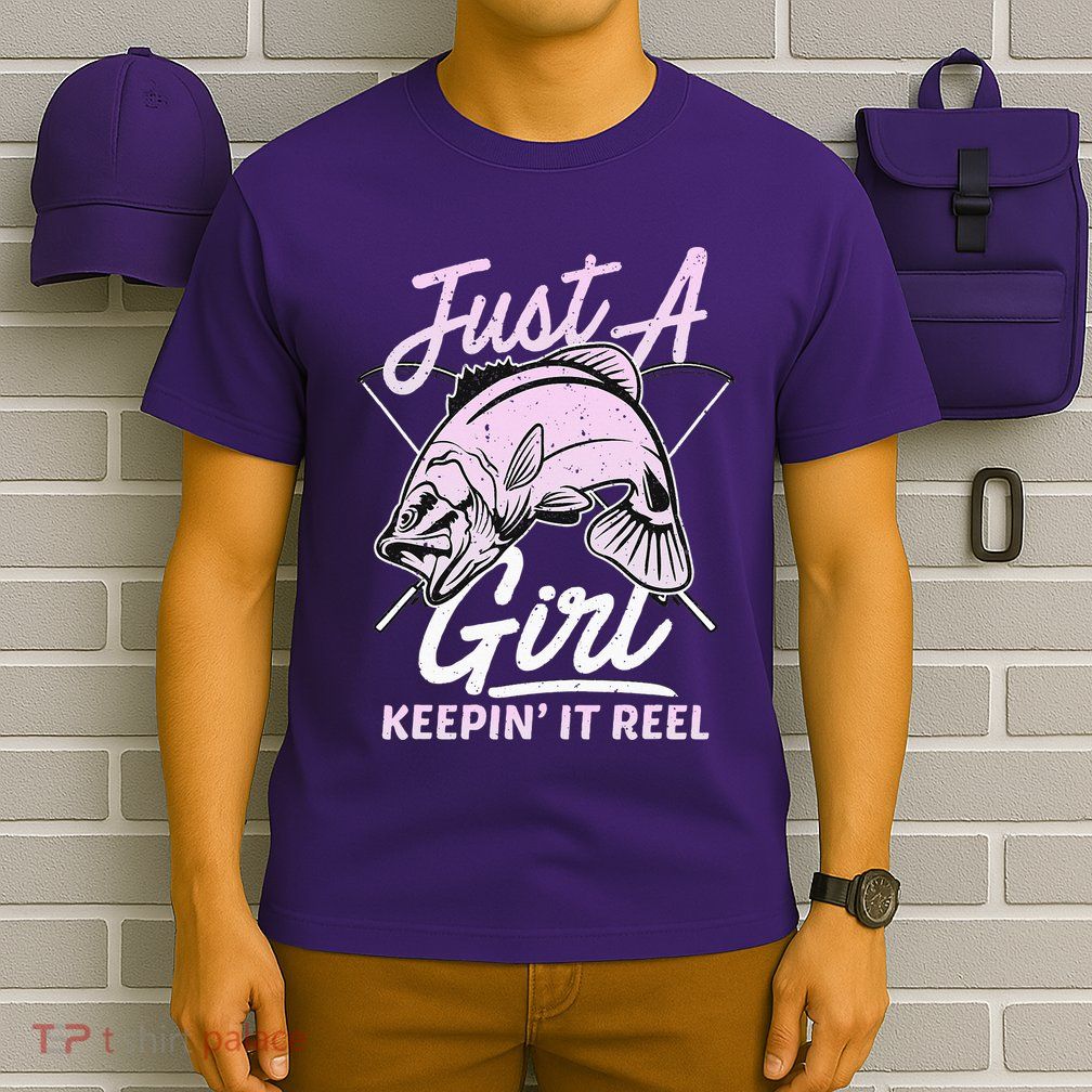cute fishing funny keeping it reel purple pink T-Shirt