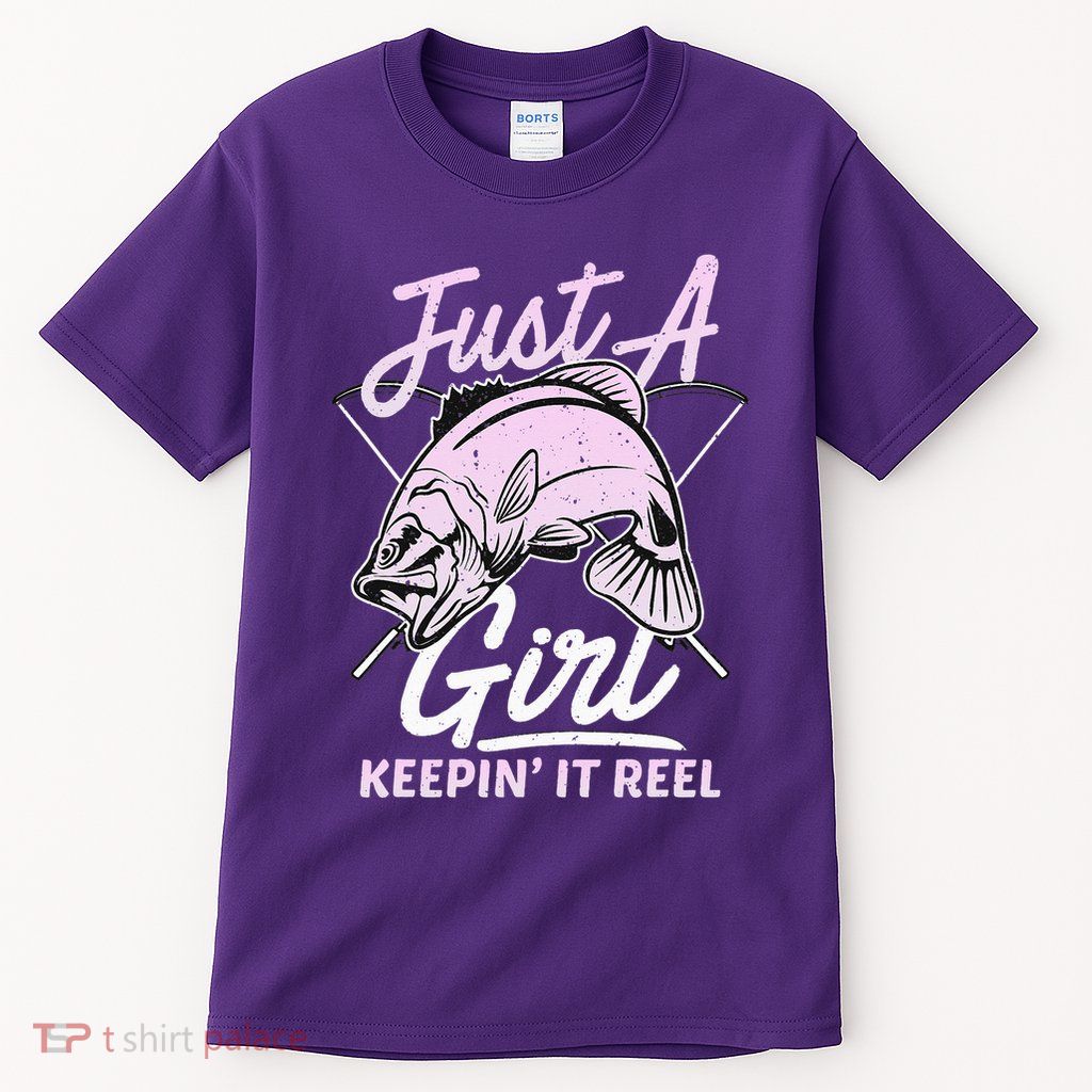 cute fishing funny keeping it reel purple pink Tall T-Shirt