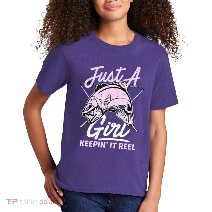 cute fishing funny keeping it reel purple pink Kids T-Shirt