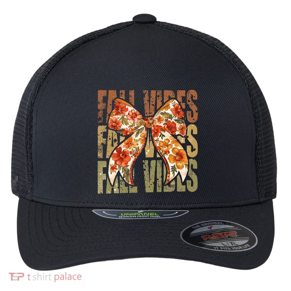 Coquette Floral Fall Vibes Autumn Flexfit Unipanel Trucker Cap