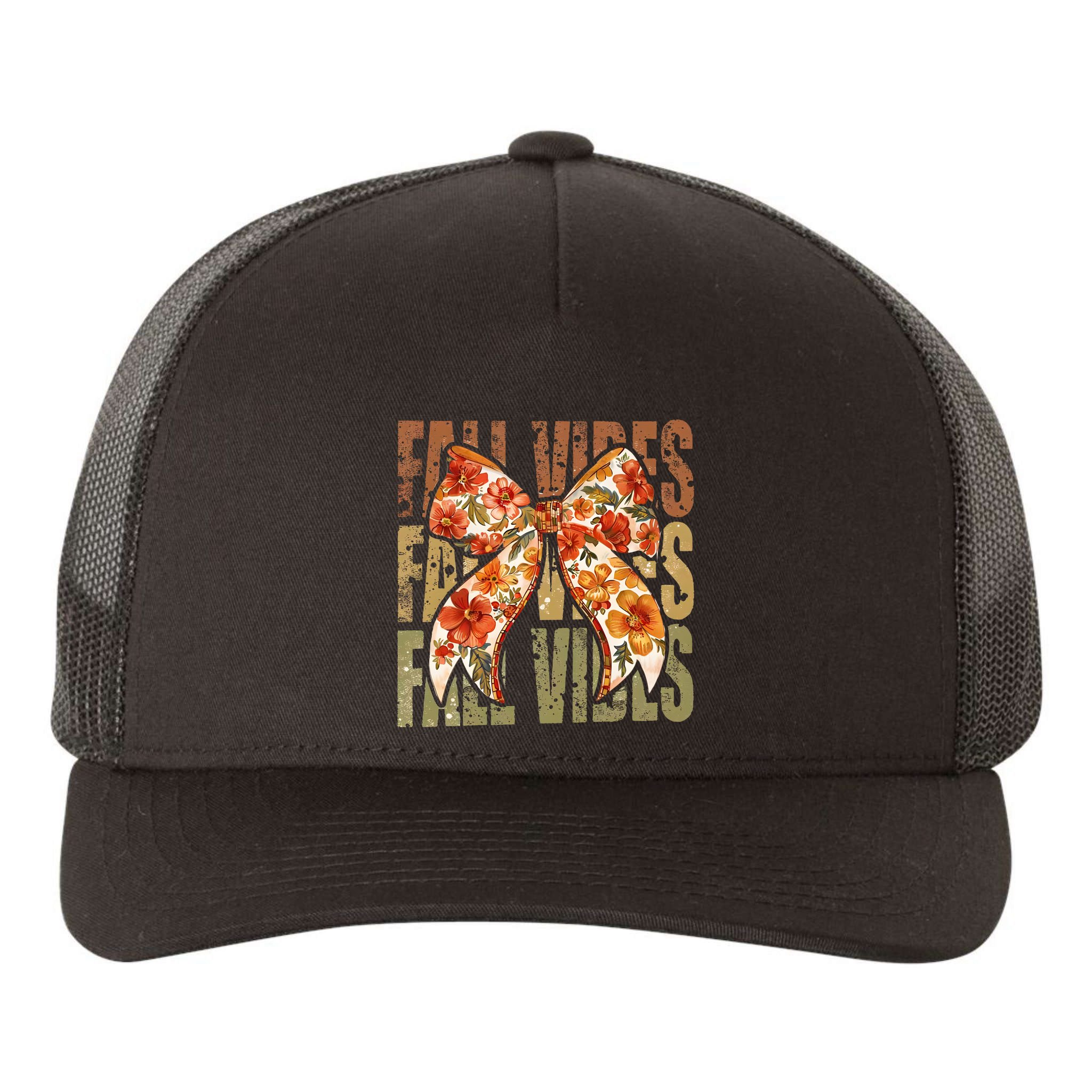 Coquette Floral Fall Vibes Autumn Yupoong Adult 5-Panel Trucker Hat