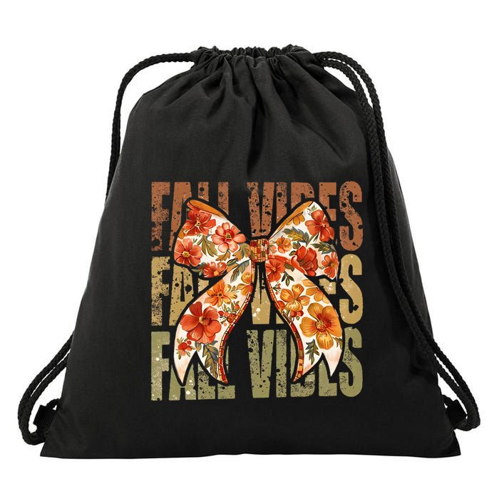Coquette Floral Fall Vibes Autumn Drawstring Bag