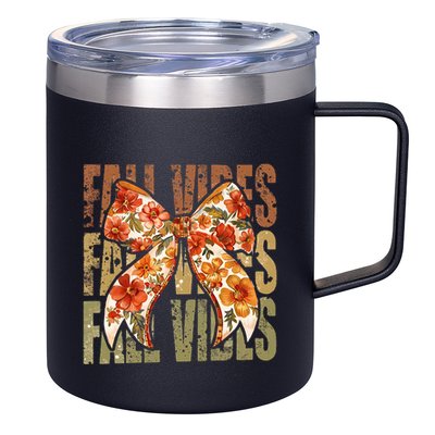 Coquette Floral Fall Vibes Autumn 12oz Stainless Steel Coffee Mug