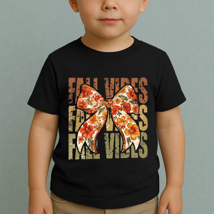 Coquette Floral Fall Vibes Autumn Toddler T-Shirt