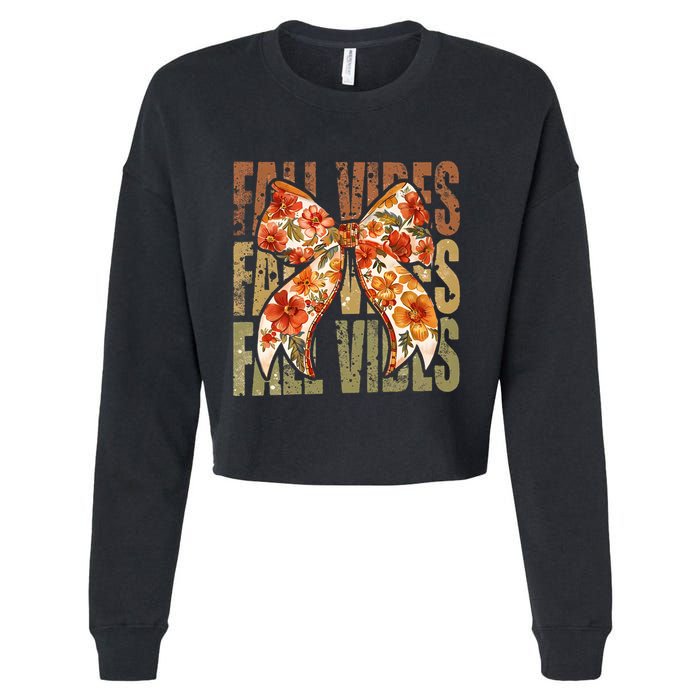 Coquette Floral Fall Vibes Autumn Cropped Pullover Crew