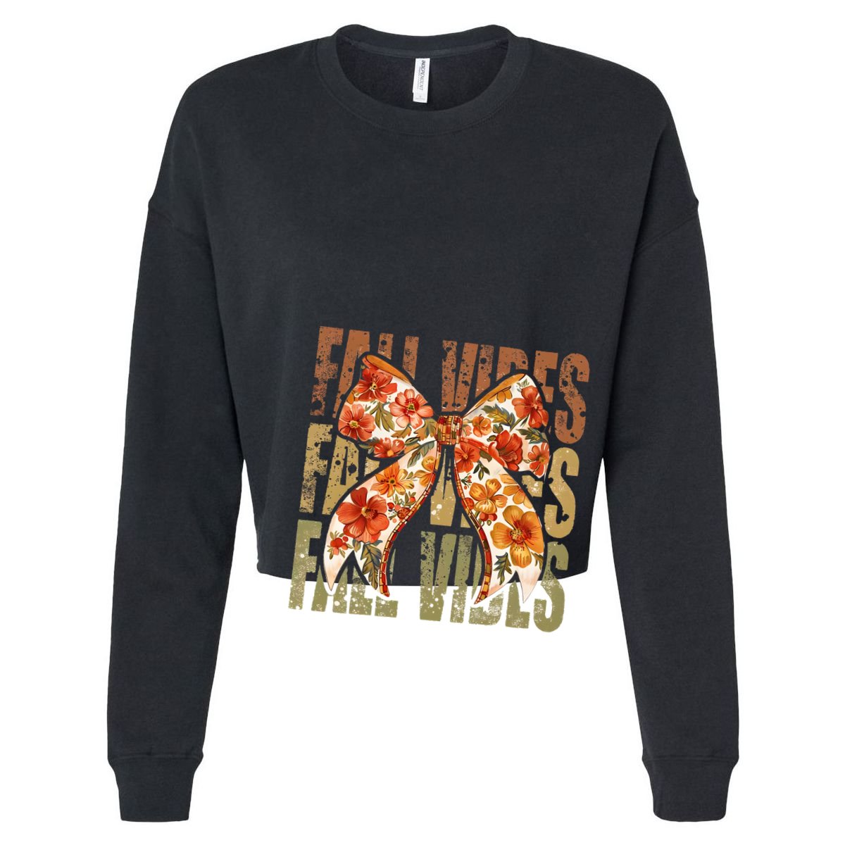 Coquette Floral Fall Vibes Autumn Cropped Pullover Crew