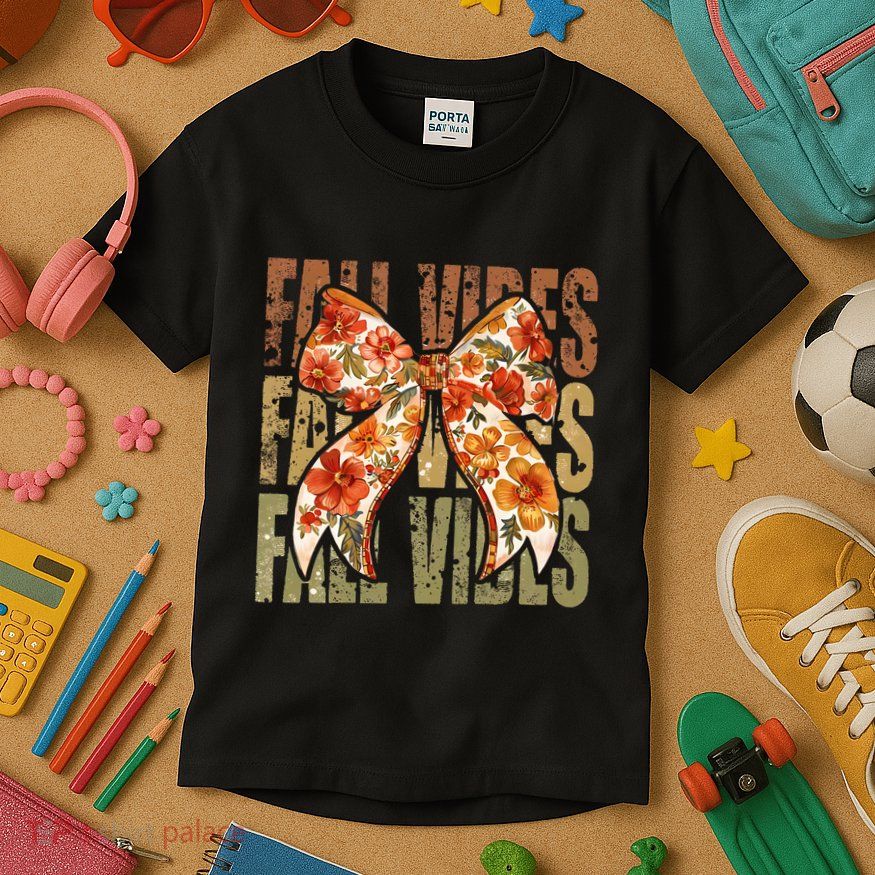 Coquette Floral Fall Vibes Autumn Kids T-Shirt