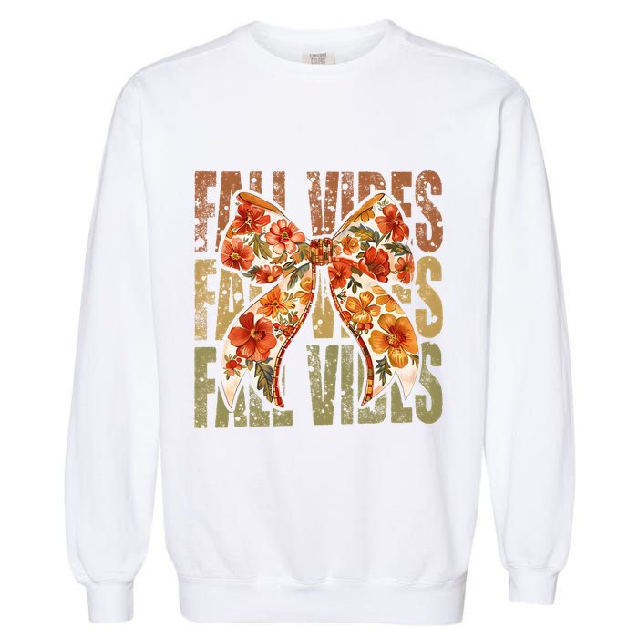 Coquette Floral Fall Vibes Autumn Garment-Dyed Sweatshirt