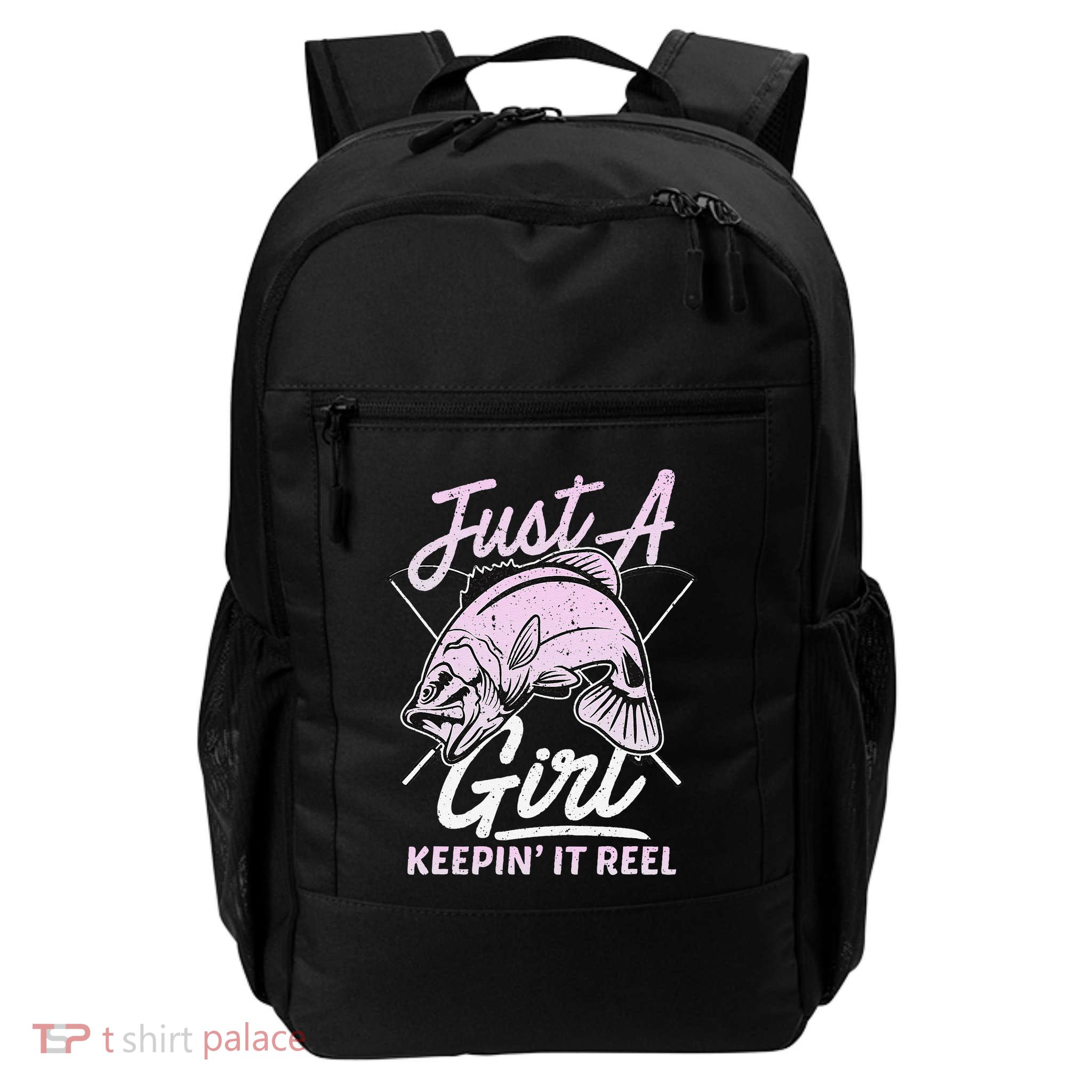 Cute Fishing Funny Keeping It Reel Women Girl Purple Pink Backpack