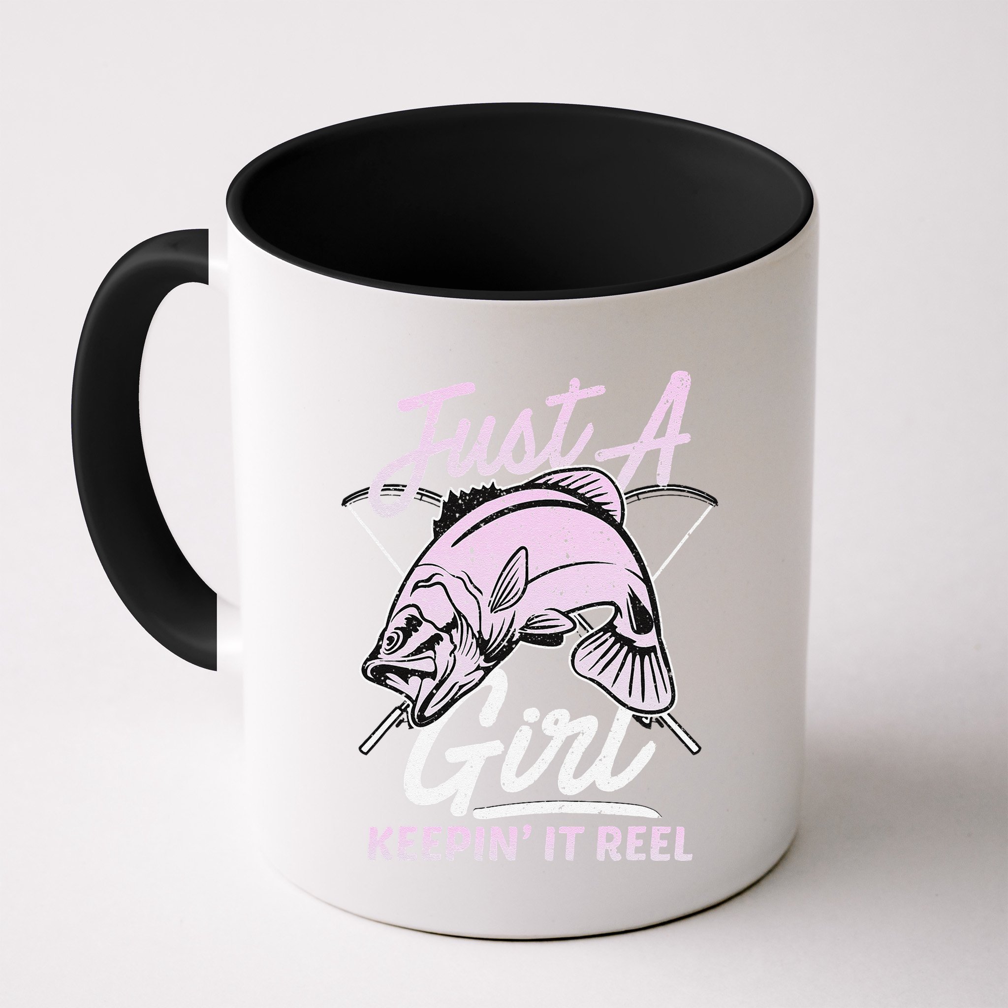 Cute Fishing Funny Keeping It Reel Women Girl Purple Pink Mug