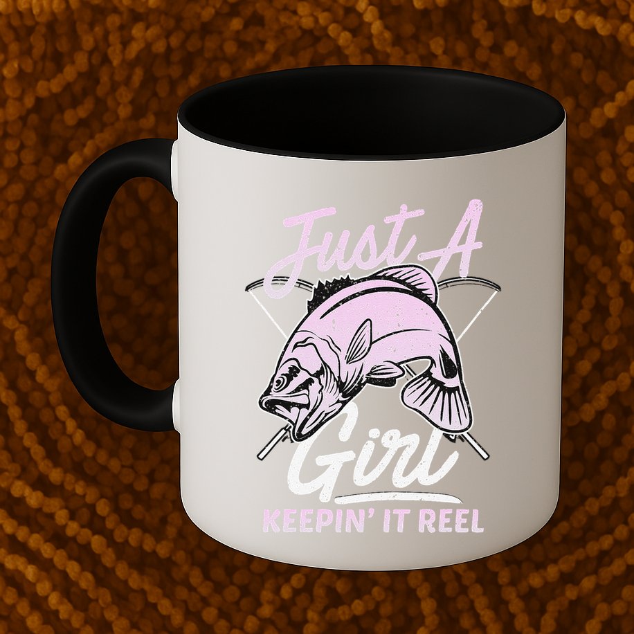 Cute Fishing Funny Keeping It Reel Women Girl Purple Pink Mug