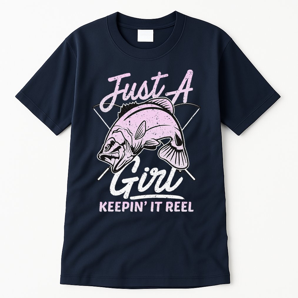 Cute Fishing Funny Keeping It Reel Women Girl Purple Pink Tall T-Shirt