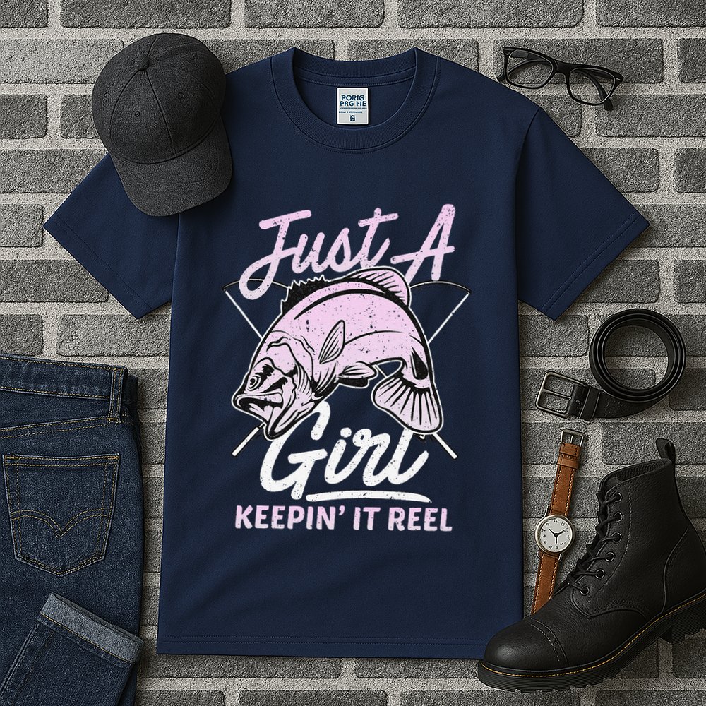 Cute Fishing Funny Keeping It Reel Women Girl Purple Pink Tall T-Shirt