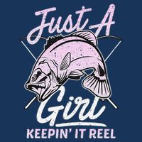 Cute Fishing Funny Keeping It Reel Women Girl Purple Pink Button