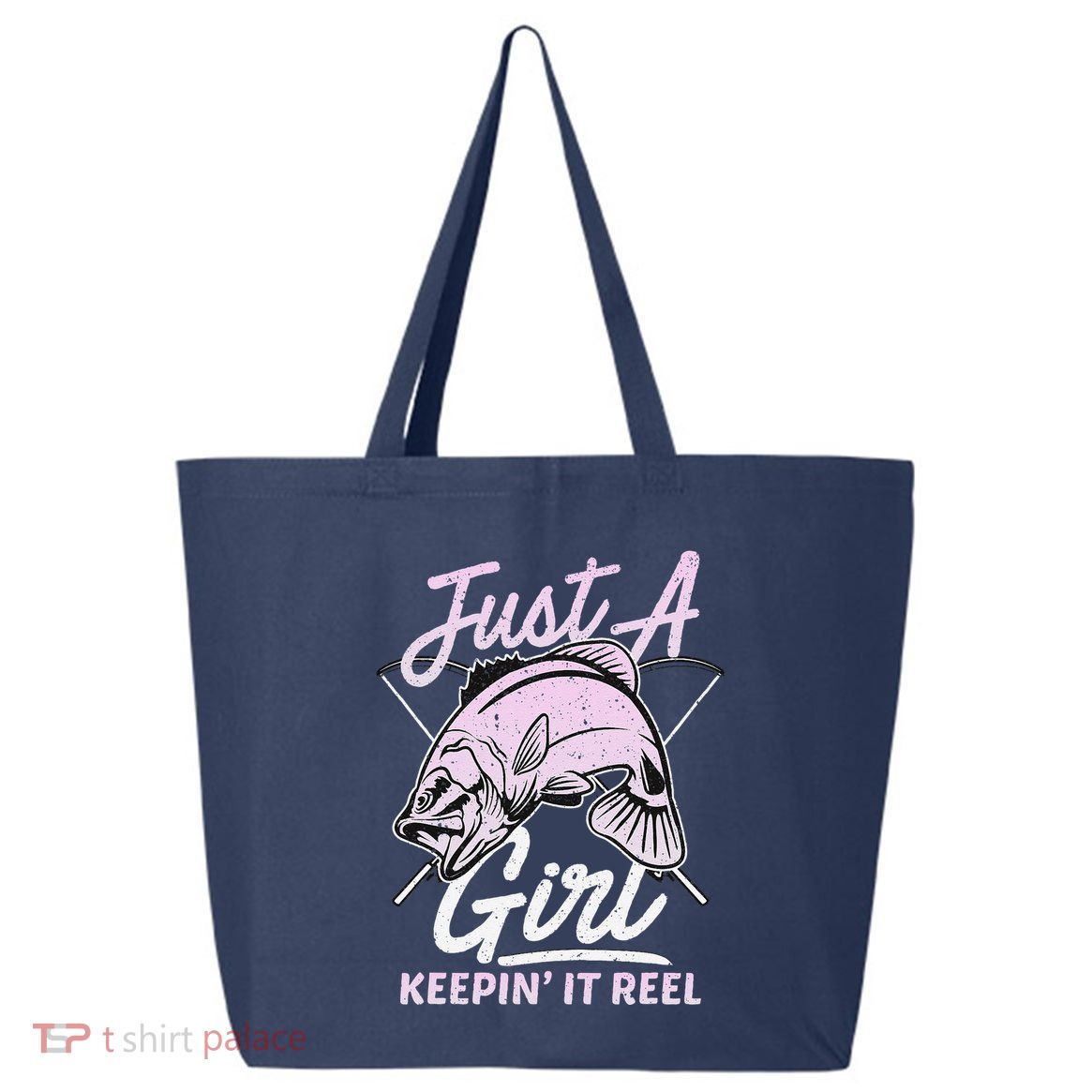 Cute Fishing Funny Keeping It Reel Women Girl Purple Pink 25L Jumbo Tote