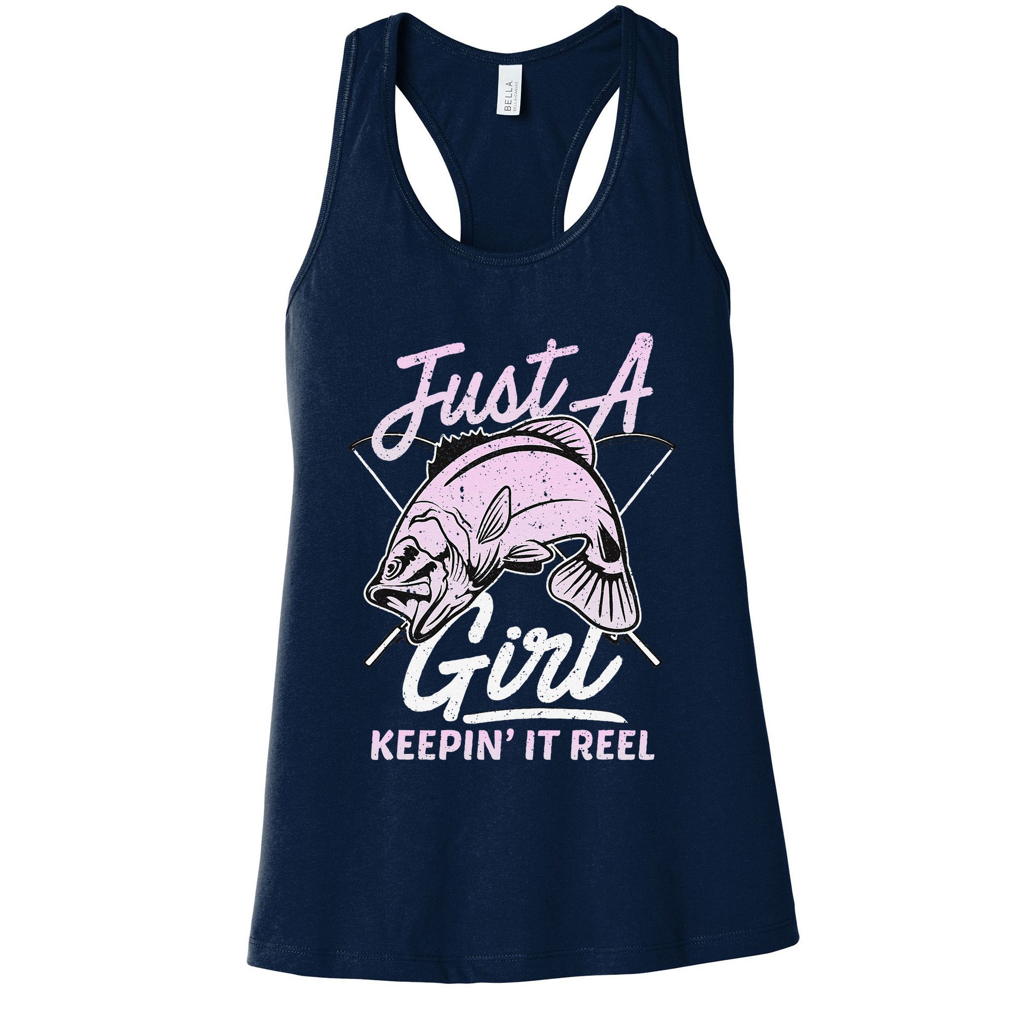 Cute Fishing Funny Keeping It Reel Women Girl Purple Pink Womens Tank Top