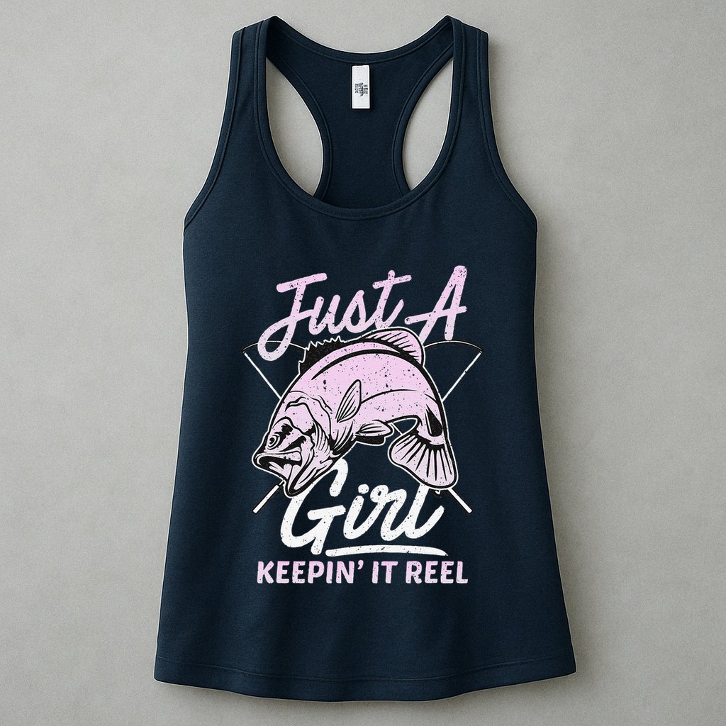 Cute Fishing Funny Keeping It Reel Women Girl Purple Pink Womens Tank Top