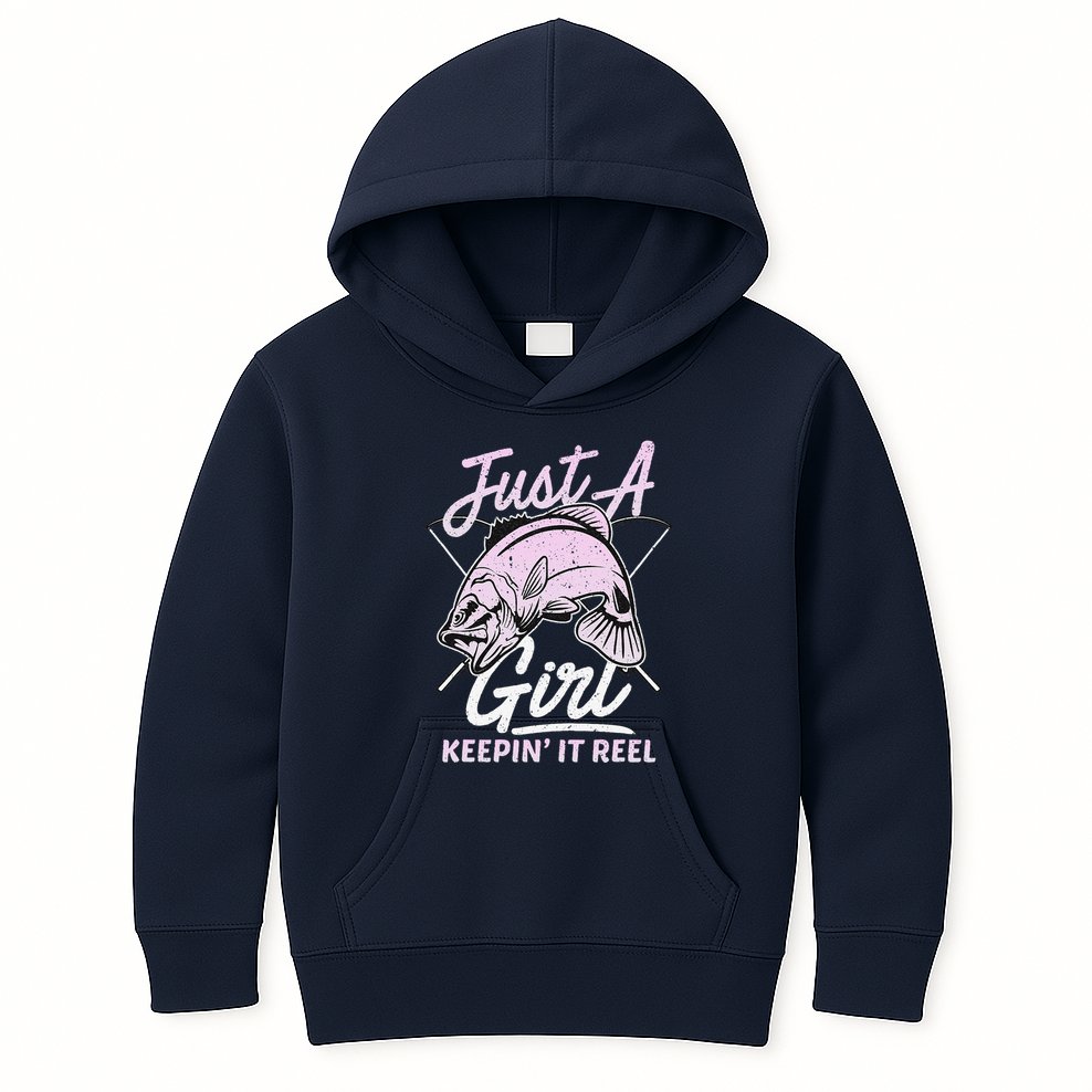 Cute Fishing Funny Keeping It Reel Women Girl Purple Pink Kids Hoodie