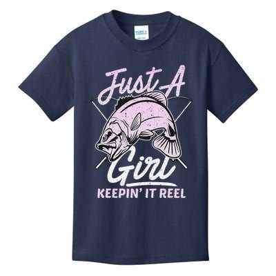 Cute Fishing Funny Keeping It Reel Women Girl Purple Pink Kids T-Shirt