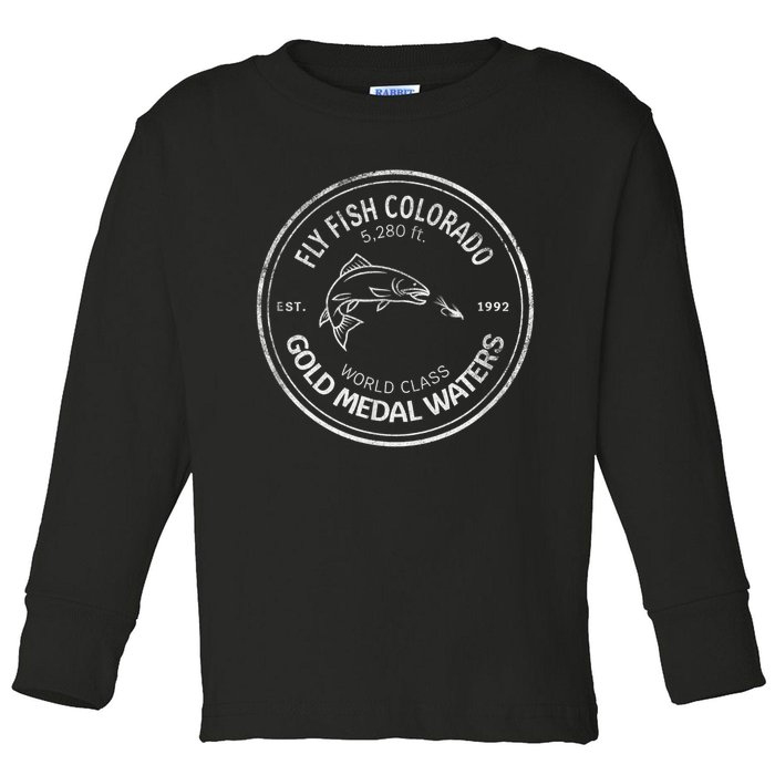 Colorado Fly Fishing Gold Medal Waters Toddler Long Sleeve Shirt