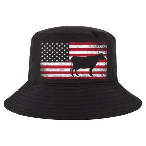 Cow Farm Farmer 4th Of July American Flag Patriotic Usa Meaningful Gift Cool Comfort Performance Bucket Hat