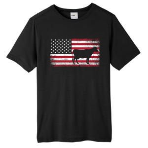 Cow Farm Farmer 4th Of July American Flag Patriotic Usa Meaningful Gift Tall Fusion ChromaSoft Performance T-Shirt