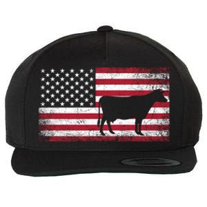 Cow Farm Farmer 4th Of July American Flag Patriotic Usa Meaningful Gift Wool Snapback Cap