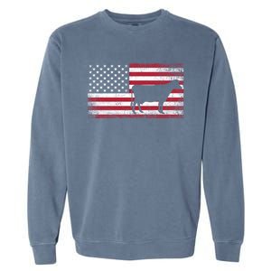 Cow Farm Farmer 4th Of July American Flag Patriotic Usa Meaningful Gift Garment-Dyed Sweatshirt