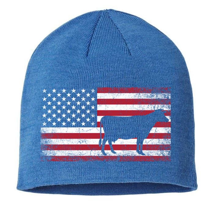 Cow Farm Farmer 4th Of July American Flag Patriotic Usa Meaningful Gift Sustainable Beanie