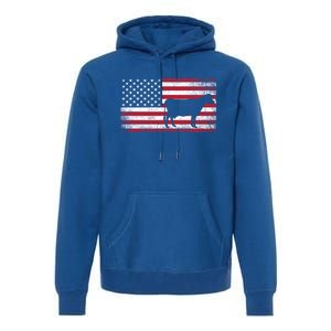 Cow Farm Farmer 4th Of July American Flag Patriotic Usa Meaningful Gift Premium Hoodie