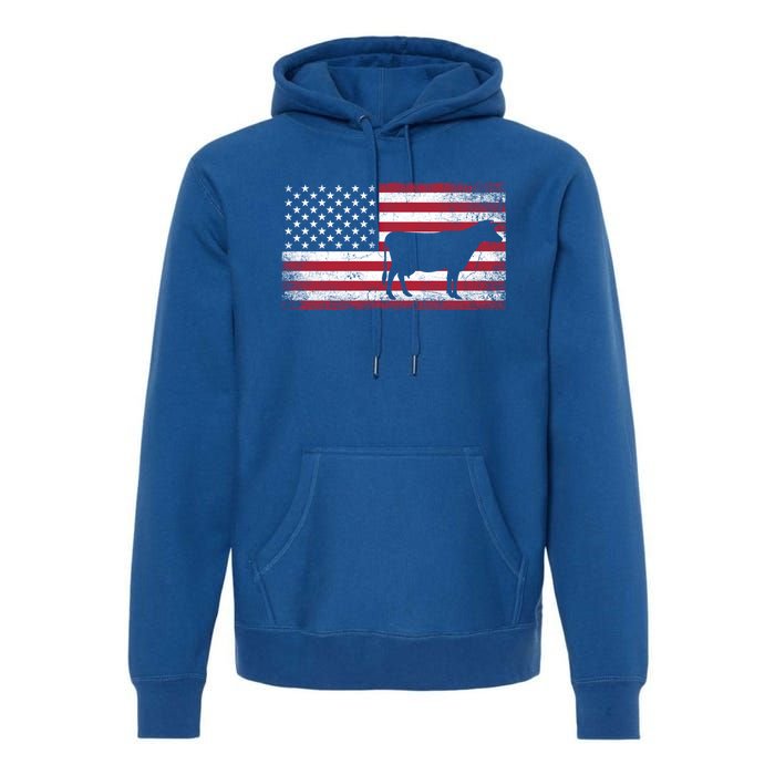 Cow Farm Farmer 4th Of July American Flag Patriotic Usa Meaningful Gift Premium Hoodie