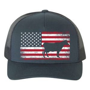 Cow Farm Farmer 4th Of July American Flag Patriotic Usa Meaningful Gift Yupoong Adult 5-Panel Trucker Hat