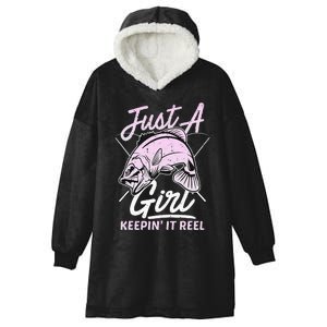 Cute Fishing Funny Keeping It Reel Purple Pink Hooded Wearable Blanket