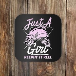 Cute Fishing Funny Keeping It Reel Purple Pink Coaster