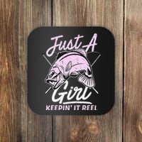 Cute Fishing Funny Keeping It Reel Purple Pink Coaster