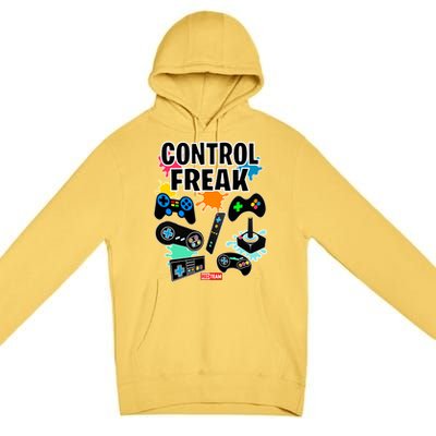 Control Freak Funny Gift Video Game Gamer Fun Gift Premium Pullover Hoodie