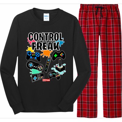 Control Freak Funny Gift Video Game Gamer Fun Gift Long Sleeve Pajama Set