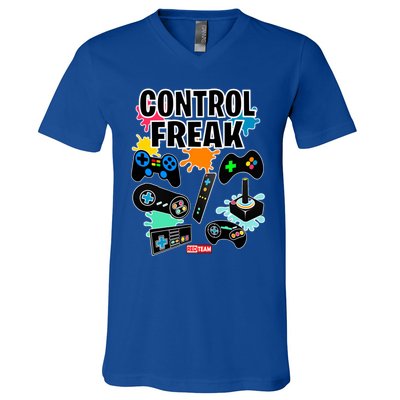 Control Freak Funny Gift Video Game Gamer Fun Gift V-Neck T-Shirt