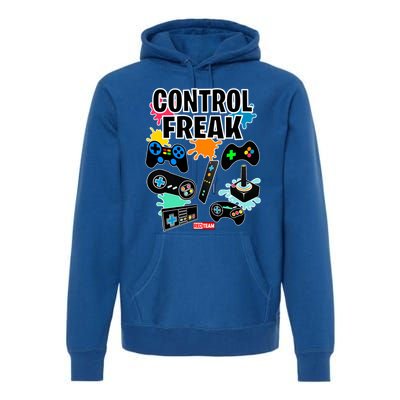 Control Freak Funny Gift Video Game Gamer Fun Gift Premium Hoodie