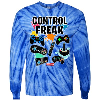 Control Freak Funny Gift Video Game Gamer Fun Gift Tie-Dye Long Sleeve Shirt