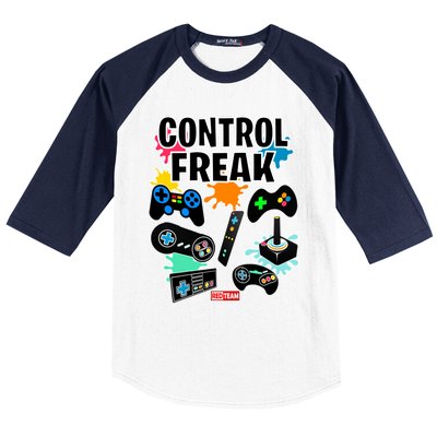 Control Freak Funny Gift Video Game Gamer Fun Gift Baseball Sleeve Shirt