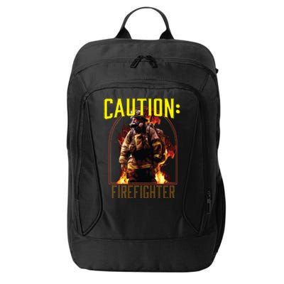 Caution Firefighter Fire Rescue Fire Firefighting Gift City Backpack