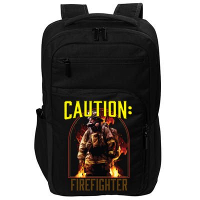 Caution Firefighter Fire Rescue Fire Firefighting Gift Impact Tech Backpack