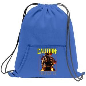 Caution Firefighter Fire Rescue Fire Firefighting Gift Sweatshirt Cinch Pack Bag